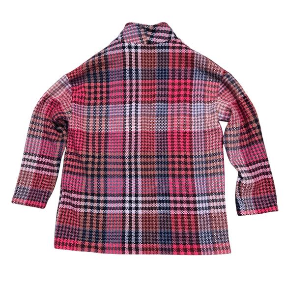 Rachel Zoe Plaid Tweed Wool Blend One Button Unlined Coat medium Oversized - Picture 2 of 8